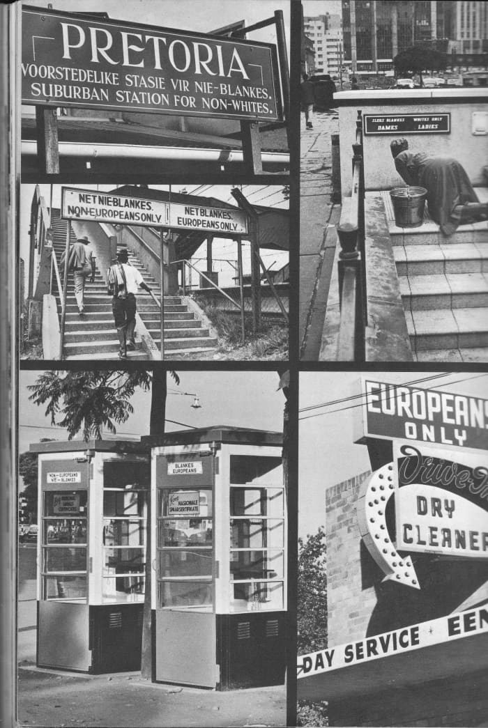Segregation in the 1950s with signs all over the land controlling everything that separated Blacks from Whites.