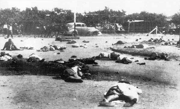 The Aftermath of the Sharpeville massacre in South Africa where people were shot in the back by police. Verwoerd was the prime Minister then.