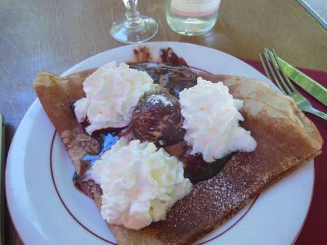 Try scooping your homemade vanilla ice cream onto a fresh, hot crepe and then drizzle with chocolate sauce