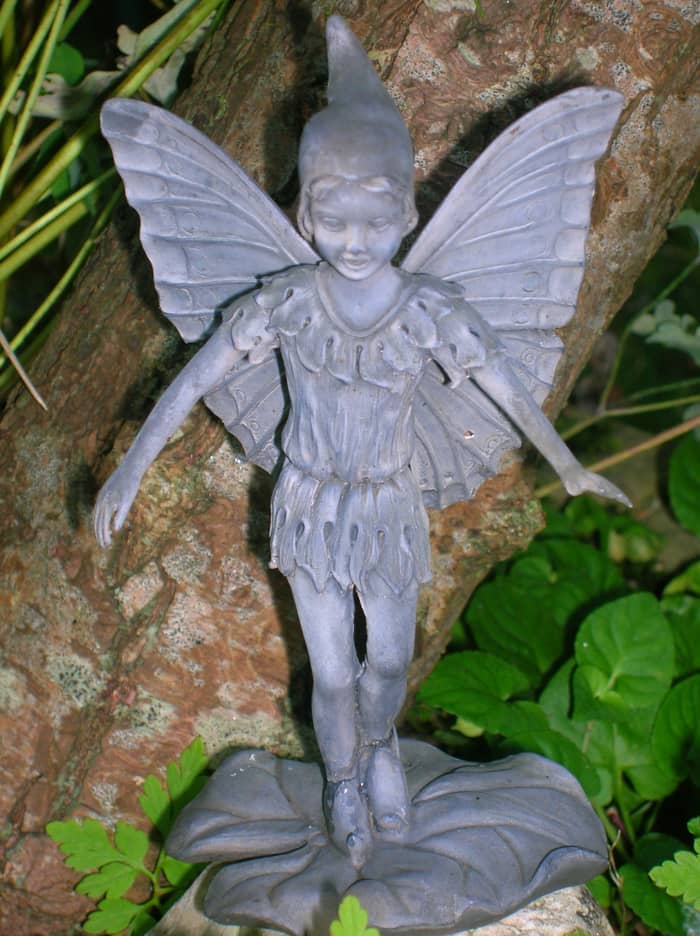 You can include miniature resin fairy statues in your fairy garden, if you want, or leave the inhabitants to the imagination.