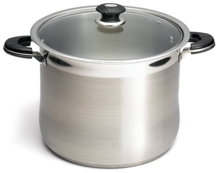The Prime Pacific 18/10 Stainless Steel 20 Quart Stock Pot With Glass Lid that is shown here is just one of many stock pots that make it easy to use while boiling peppers.