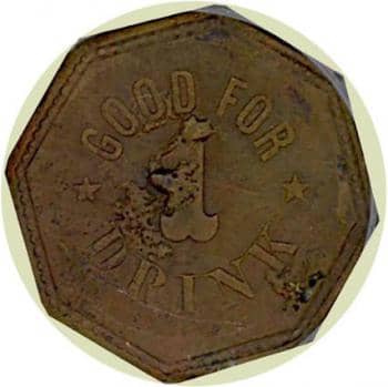 This authentic token from a saloon in Congress, Arizona is a desirable collector's item. Image copyright Holabird-Kagin Americana, used with permission.