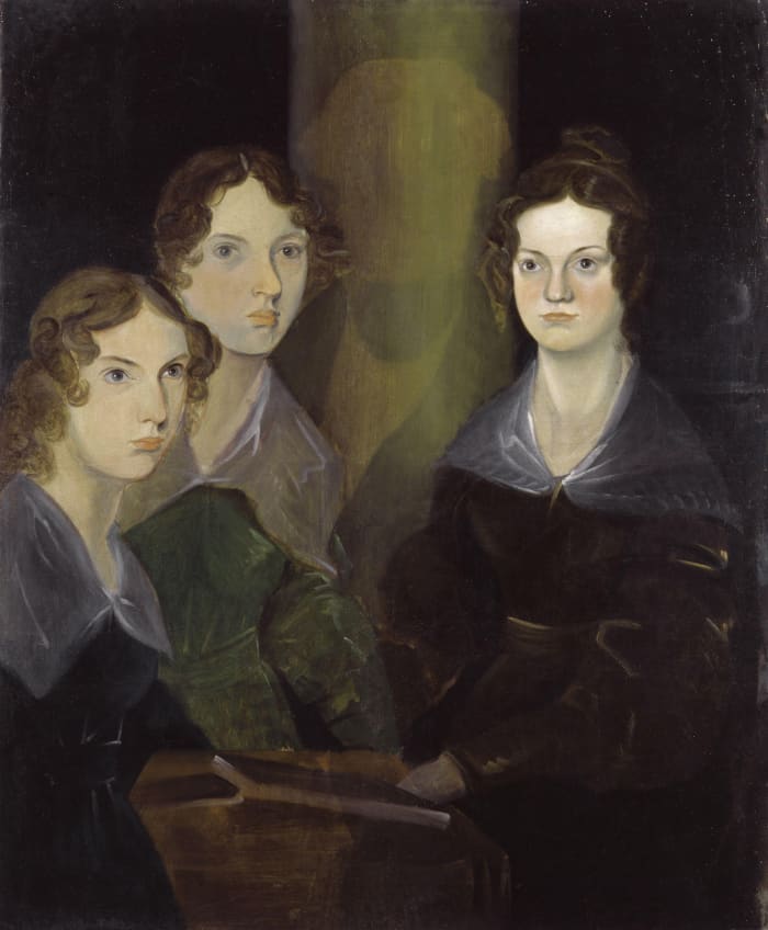 The Bronte Sisters, Anne, Emily, and Charlotte as painted by Branwell (you can see the area where he painted himself out)