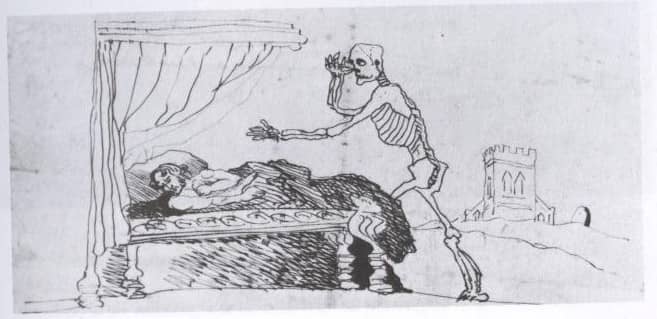 In his last days, Branwell created this sketch of himself and the approach of death.