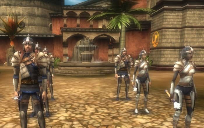 There is trouble brewing for Stormreach. In preparation, House Deneith trains new recruits in the Marketplace.