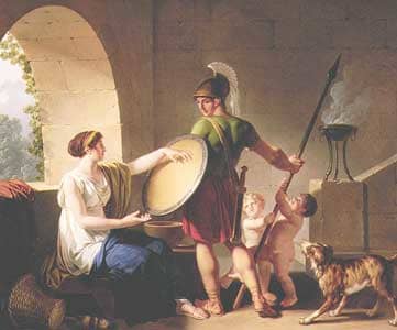 Spartan mother giving the shield to her son, Jean-Jacques-Francois Le Barbier ( 1738-1826), Portland museum