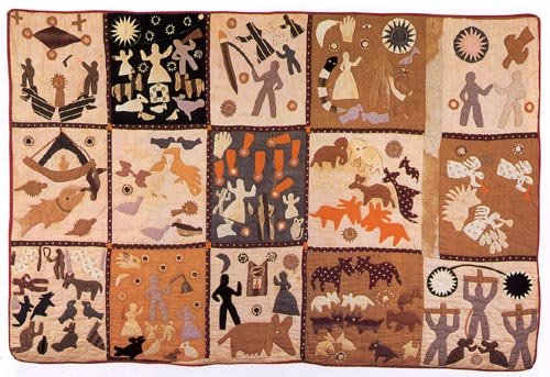 This 1898 Bible Quilt by Harriet Powers uses appliqué as its primary method.