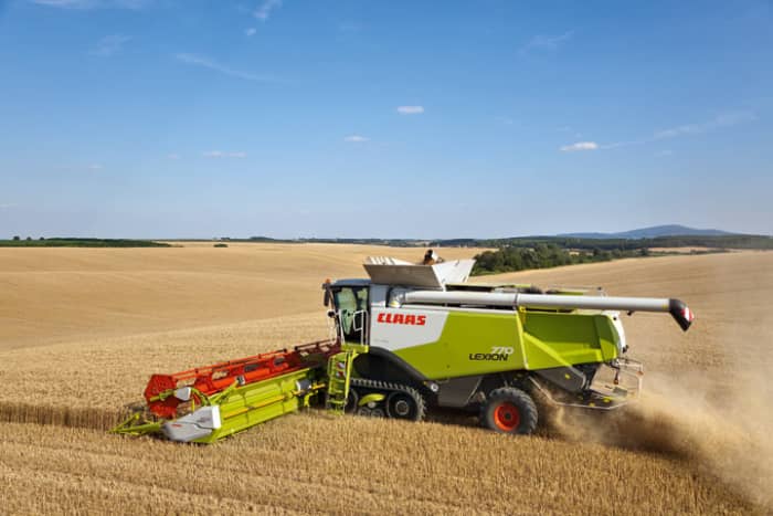 A CLAAS combine Harvester. CLAAS is one of the leading combine manufacturer. It is a German MNC in the business of combine harvesters since almost 100 years.