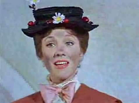 Julie Andrews as the 1964 Mary Poppins, a little sooty after an outing with chimney sweep Bert. Not afraid to get dirty for a friend.