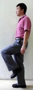 You do not need to lift your leg high, if your internal organs are out of synch, even lifting your leg this bit will make you wobble.