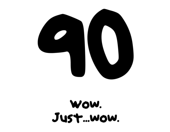Check out my Zazzle store for a T-shirt with this design http://www.zazzle.com/90th_birthday_wow_tee_shirt_funny_tactful-235097429753393312