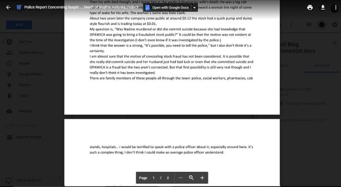 Part two of copy of report to OPP regarding the suspicious death of Nadine Antoniazzi