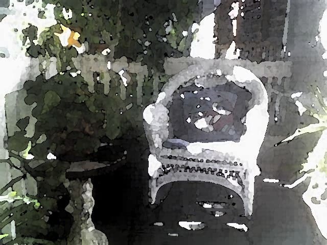 This is a photograph I took of our porch at our last home. I used watercolor effects from Adobe Illustrator to make the photograph look "painted".
