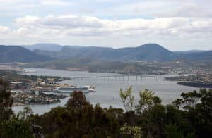 Beautiful Hobart Town. Once again it's harbour's shores are linked together by the Tasman Bridge. Let's hope there are no more of what happened in 1975