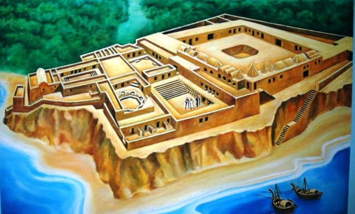 An artist's impression of how Husuni Kubwa might have looked in its heyday in the 13th century and after.