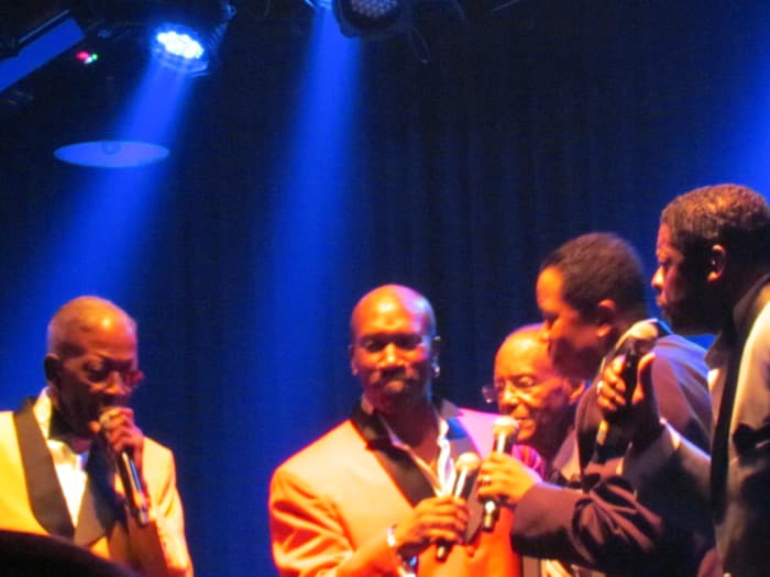 Blue and Gerald, is joined on stage by Troy May, David Tyson and Kenny Kelly. They doo-woop one of their major hits.