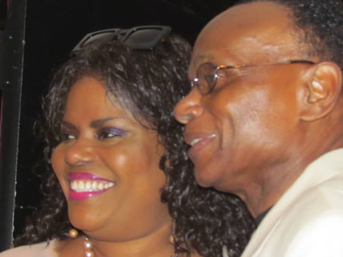 Herb, of "Peaches and Herb" poses with local DJ. Herb, is responsible for such major hits as, "Shake Your Groove Thing" and "On the Freeway of Eternal Love." He attended this special event and even performed a song with Gerald.