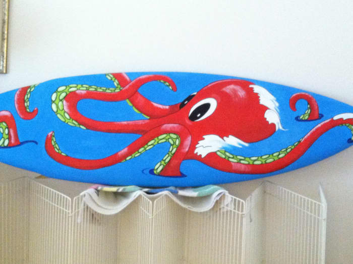 After the octopus was painted, I outlined everything in black to make everything stand out.