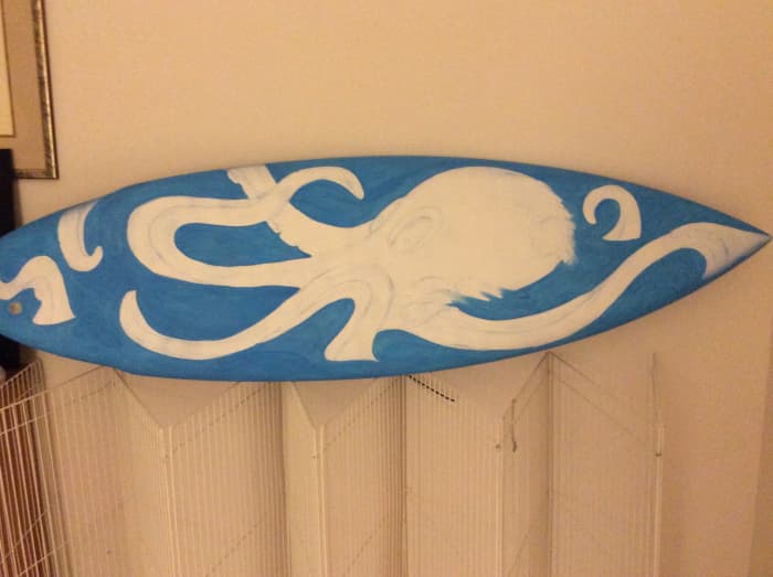 For the blue background, I used a brush. It took several coats to get a nice even color without too much "texture."