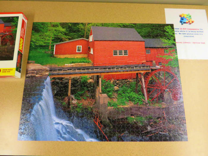 Another Masterpiece completed, Rustic Red Mill, Le Vieux Moulin, 1000 piece Jigsaw Puzzle, made by According to Hoyle