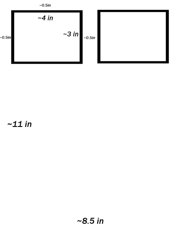 This is one example of some measurements you can use. But you'll learn early on that there is a lot of adjusting needed to get all the pictures to fit and flow.