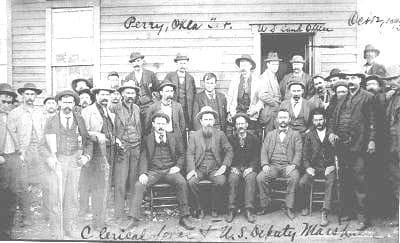 A lot of business was done in 1889 out of a city office.Here you see the U.S. Land Office, the clerical staff and the U.S Marshalls.