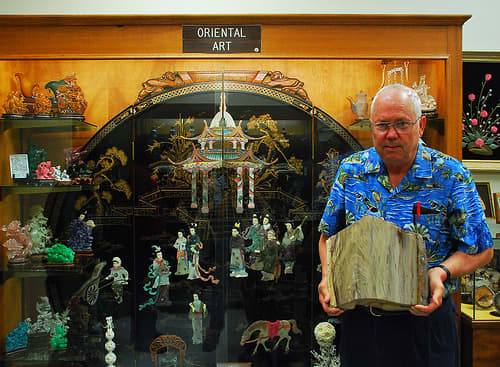 Museums in Tulsa: Asian display at the Elsing Museum at Oral Roberts University. The Earth Science Professor, Dr. Meleen, cares for the museum.