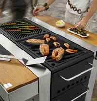 Many grills that are not meant to be used as a barbeque will use cast iron for a clear distribution of even heat.