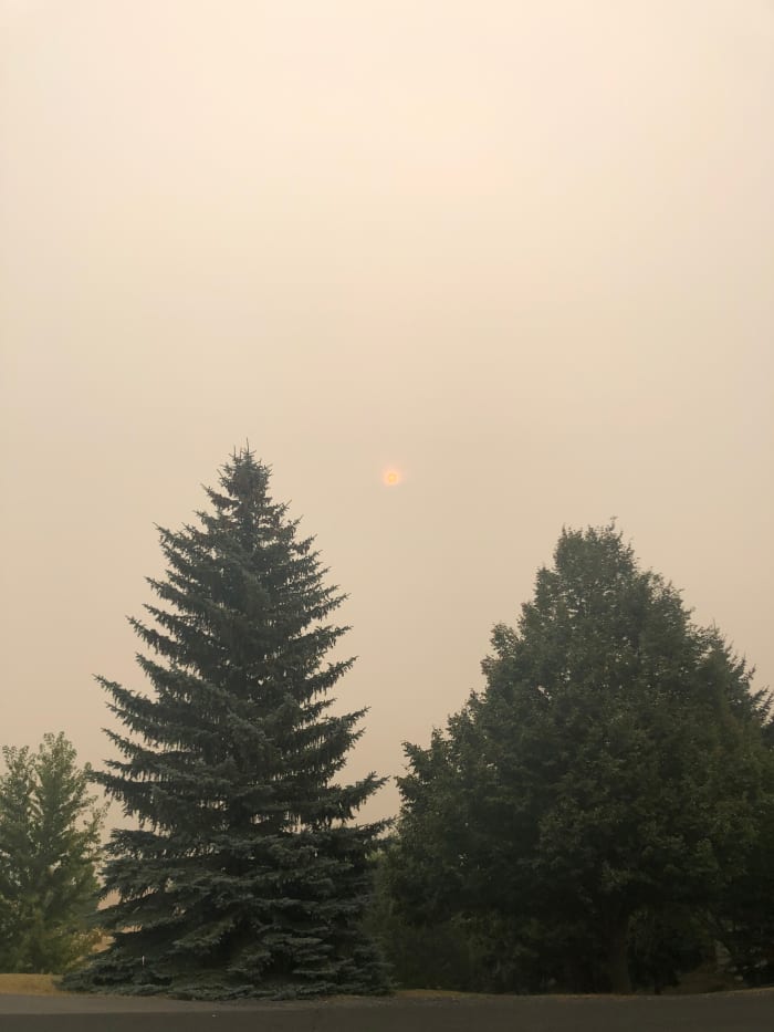 The sun managed to peek its way through the smoke-filled sky today for the first time in recent memory...