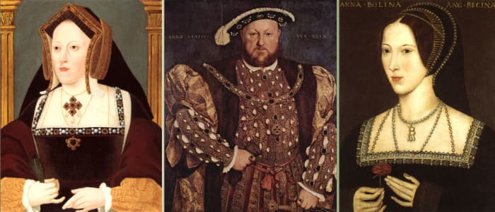Katherine of Aragon (Artist Unknown), Henry VIII (Hans Holbein), Queen Anne Boleyn (Artist Unknown),