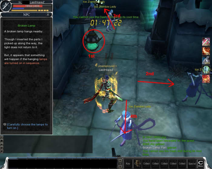 Click the lamps in order as shown in the above image. If you click the wrong order, it will spawn out some mobs.