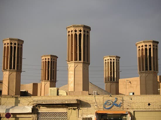 Wind catchers catch hot dry wind and redirect it to a cool region deep in the earth and chilled air is delivered back up to the house below. This idea has been in continuous use for centuries.