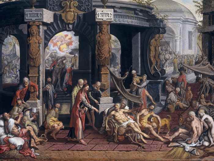 The Healing of the Cripple of Bethesda, Pieter Aertsen (1507-1575) painted a few weeks prior to his death.