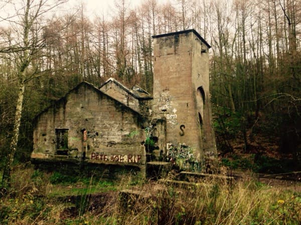 The 'SS' Castle from the east, the Guibal fan house also housed a mine adit (or entrance)
