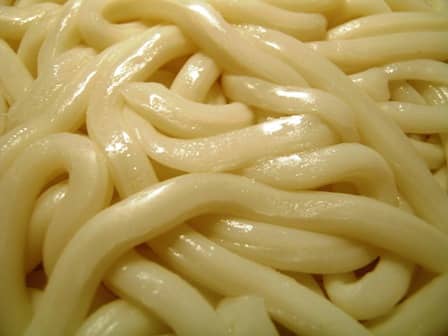 Because the noodles are formed by hand, the strands are a round shape, instead of having the typical flat sides seen in noodles that are cut.
