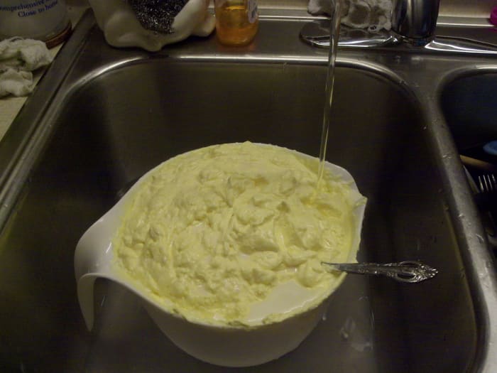 You will not have this much butter. My cow gives 5 GALLONS of milk EVERYDAY!...so I churn huge amounts in one churning!