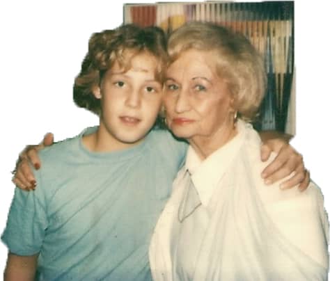 Peter Kellerman taking a photo with his paternal Grandmother Evelyn Kellerman (nee Kadis) otherwise known as Nana Sweetie.