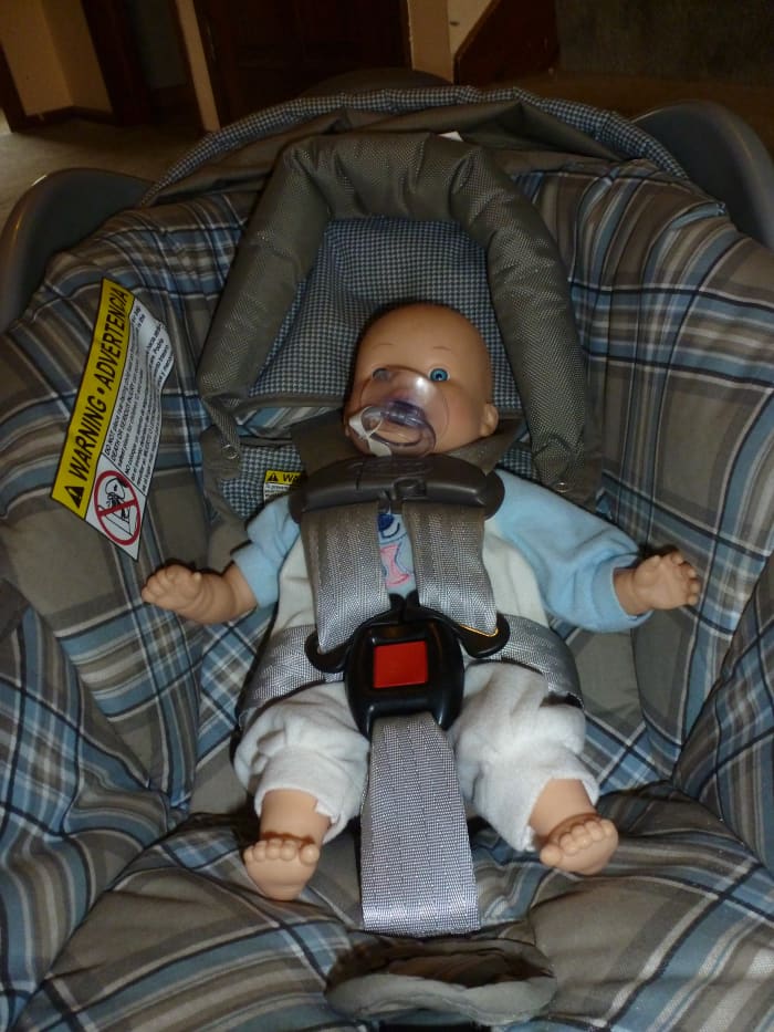 This infant seat appears to be "new," but it is really seven years old. This seat is no longer safe for use - it will have to be destroyed.