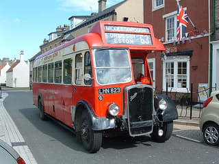 Preserved 63 bus. Bristol L5G for Middlesbrough via Eston and Ormesby. (Most days though they were Guy Arab double-deckers with side gangways); got three images of the single-deckers on the Thoraldby layout (cf RITES OF PASSAGE 16)