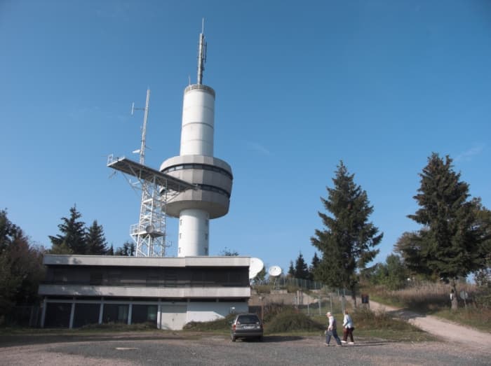The Ravensberg is a 659 m high mountain crowned with a prominent 64 m high tower, which was built in 1970. This tower acted as a listening post during the Cold War; today it is used by Deutsche Telekom.