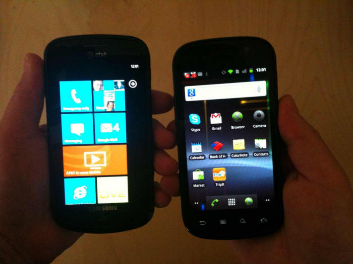 Take your pick! Many smartphone applications in 2011 run on Windows 7 or Android phones, as well as Apple products and BlackBerry