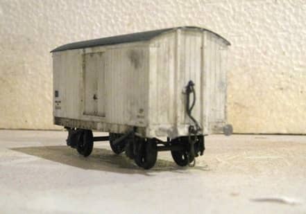 Whereas the van above was a BR-built diagram 800 LNER designed van, this one is a plank-sided LNER-built van to diagram 134 (sliding doors, inset within the body as opposed to its predecessors that were painted in the LNER bauxite livery)