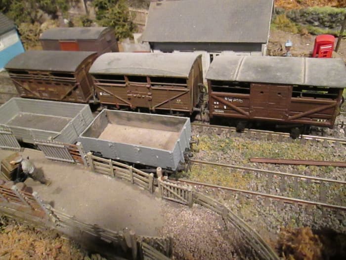 A trio of cattle wagons in early 1948-66 livery, from left to right: LMS, BR (based on the GWR type) and LNER