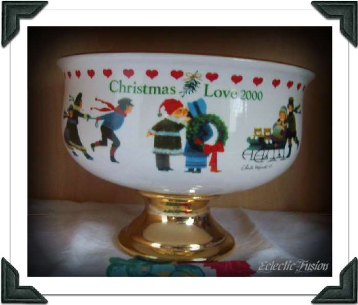 One of the last Christmas presents my mother ever gave to me. She didn't fill it with flowers, but with Andes Creme de Menthe and Andes Cherry Jubilee mints. That bowl was full!