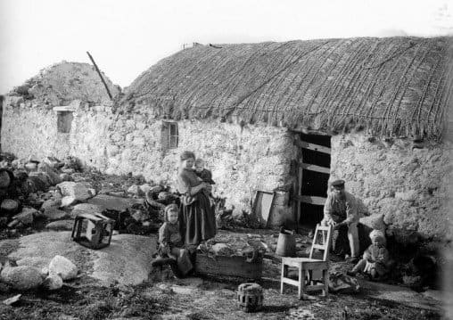 An Irish family that was evicted from their land in Donegal during the Irish Famine in 1848