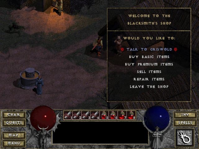 Merchants buy and sell items, and may offer repairs, recharges, item identification, and healing along with quests and story elements.