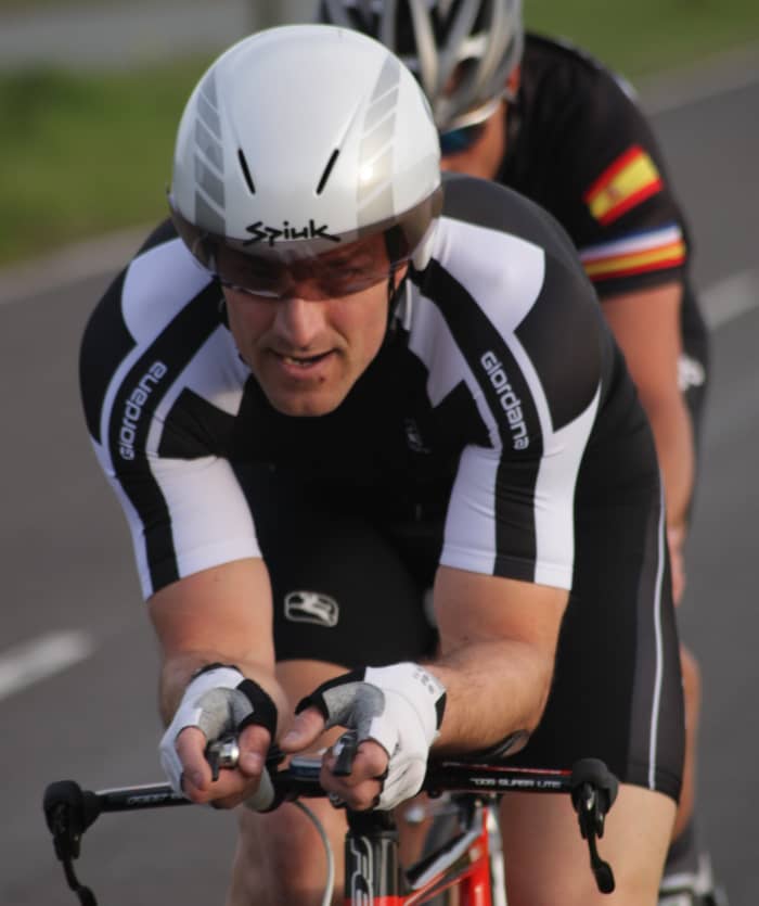 Showcasing the rider for great time trial images. Featuring a cyclist in a Spiuk Kronos Aero Helmet with visor