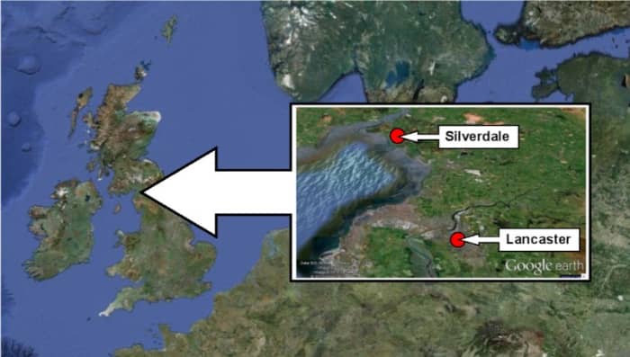Location of Silverdale near Lancaster and its position relative to Scandinavia (top of picture above inset). The likelihood is those who buried it had come from across the Irish Sea