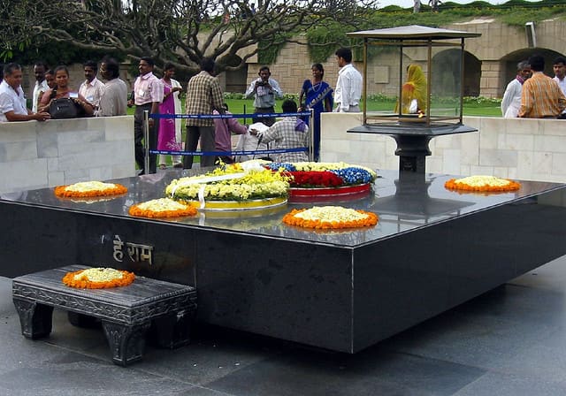 Rajghat - the memorial erected in memory of Mahatma Gandhi. It was at this place that the Mahatma was cremated.