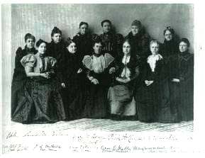 The First Executive Committee of the first National Mothers Congress 1897. Alice Birney is front and center. The National Mother's Congress was formed with the intention of bettering the lives of children through the education of the mother.